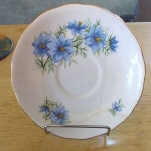 Floral Blue and White Bone China Saucer